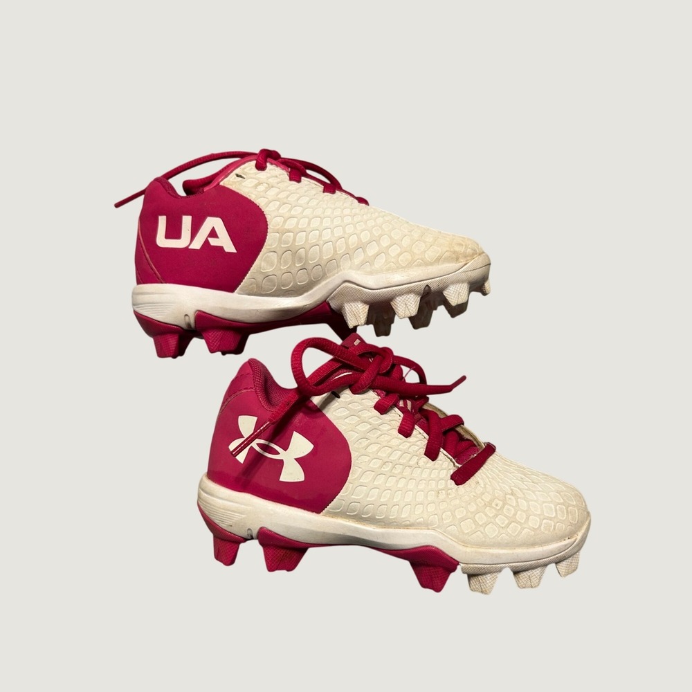 Under Armour Leadoff Low RM Kids Baseball Softball Cleats Pink White 10K